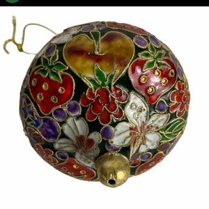 Christmas Floral Ornament Gold Red White Floral Gold Tips 4"